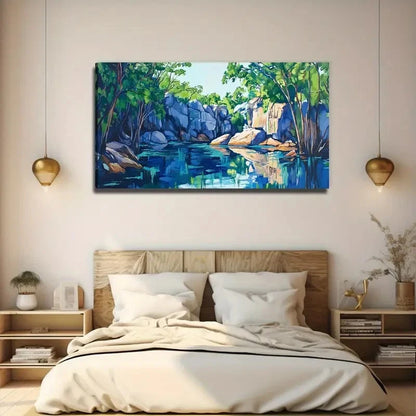 Elegant Stone Lake Water Quiet Wall Art Canvas Office Home Room Framed 120x60cm