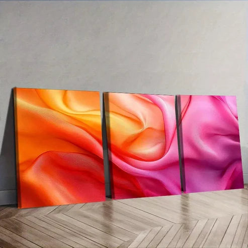3 PCS Flowing Silk Design Art Deco Modern Wall Art Set Canvas Unframed - High Quality Print 100% Australian Made Wall Canvas