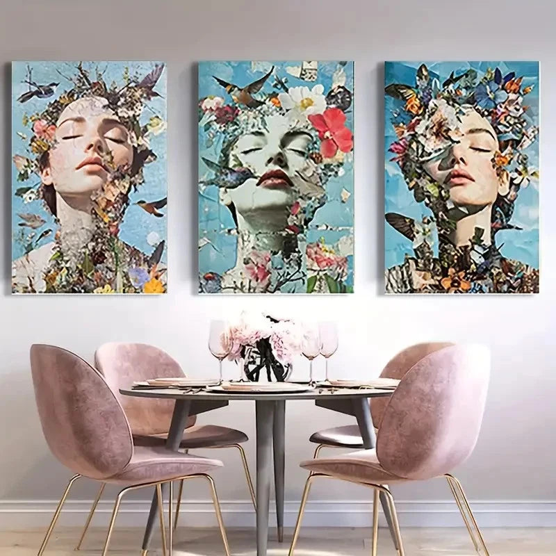 3pcs Bird & Floral  Kitchen Dorm Corridor  Wall Art Canvas  Framed 60x90cm - High Quality Print 100% Australian Made Wall Canvas Ready to Hang - Bella Home Decor