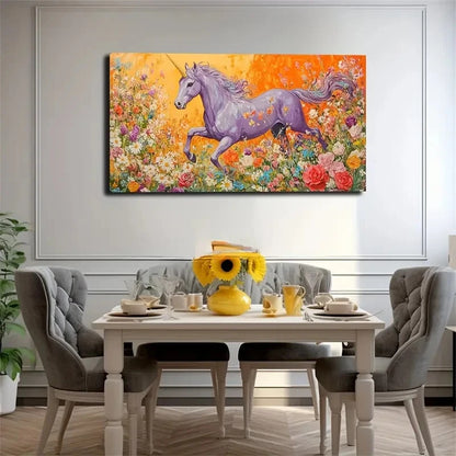 Dreamy Unicorn In Vibrant Wall Art Canvas Office Home Room Framed 120x60cm