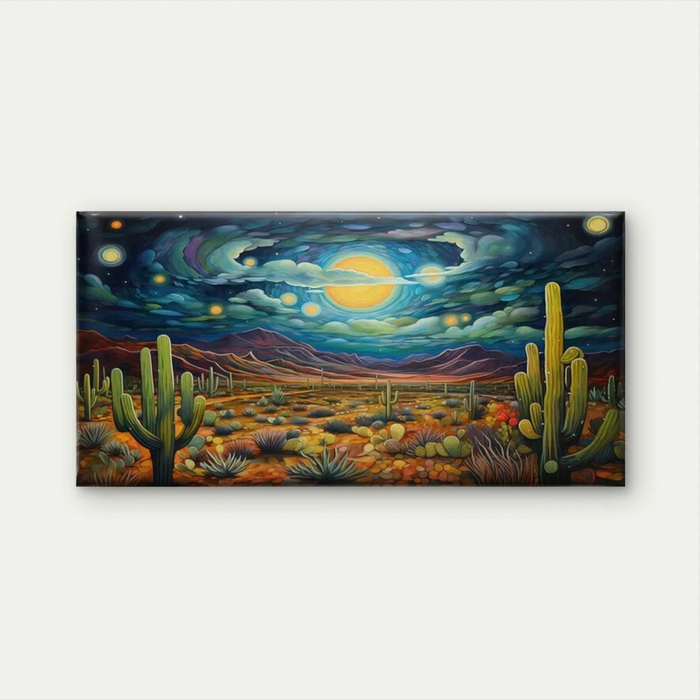 Southwest Desert Night Wall Art Canvas Office Home Room Framed 120x60cm