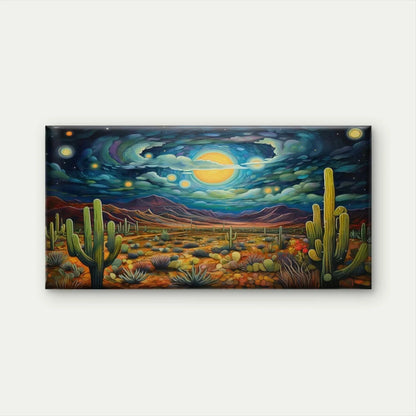 Southwest Desert Night Wall Art Canvas Office Home Room Framed 120x60cm