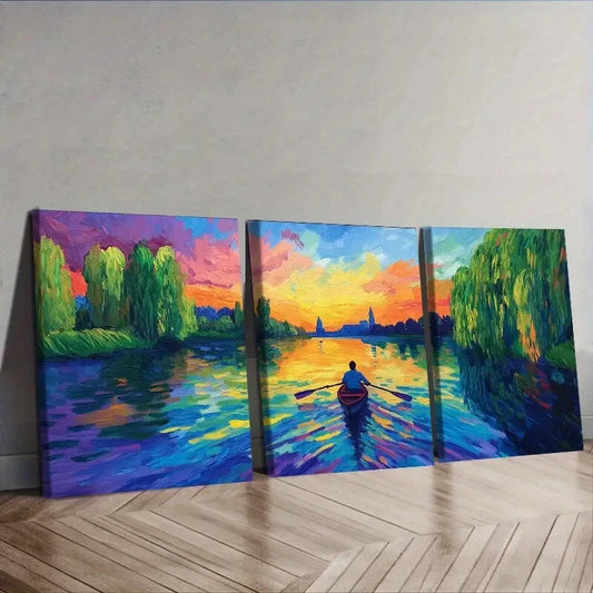 3pcs Abandoned Lake, Wall Art Set Canvas Framed 40x60cm - High Quality Print 100% Australian Made Wall Canvas Ready to Hang