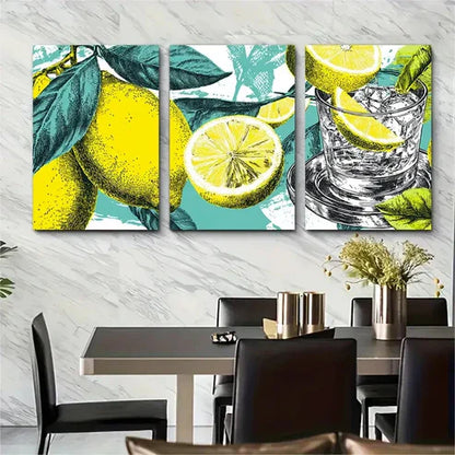 3pcs Retro Cocktail When Life Gives Perfect Wall Art Canvas Unframed - High Quality Print 100% Australian Made Wall Canvas