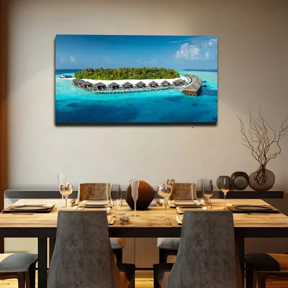 Overwater Bure Landscape Wall Art Canvas Office Home Room Framed 120x60cm