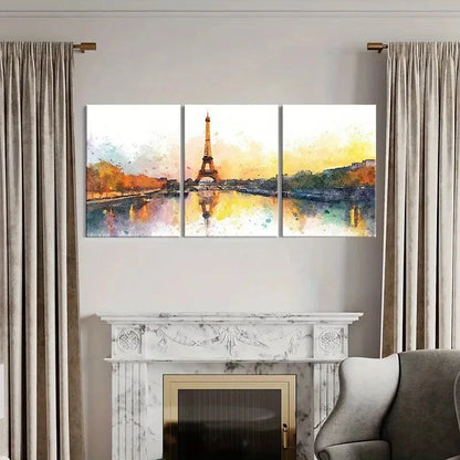 3pcs Romantic Paris Cityscape with Sunset Metal Print Ready to Hang Art - Bella Home Decor