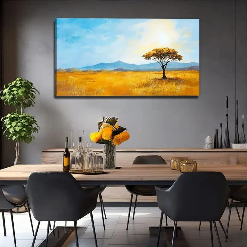 Serene Landscape With Lone Tree Wall Art Canvas Office Home Room Framed 120x60cm