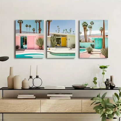 3pcs Mid Century Modern Wall Art Set Canvas Unframed - High Quality Print 100% Australian Made Wall Canvas