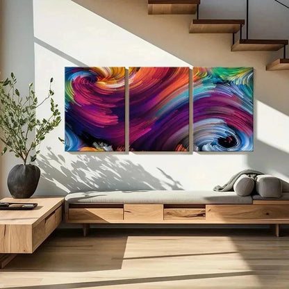 3pcs Abstract Fractal Art Colorful Spiral Wall Art Set Canvas Framed 50x70cm - High Quality Print 100% Australian Made Wall Canvas Ready to Hang - Bella Home Decor