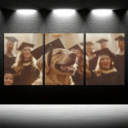 3pcs Golden Retriever Graduation Animal Theme Metal Print Ready to Hang Art - Bella Home Decor
