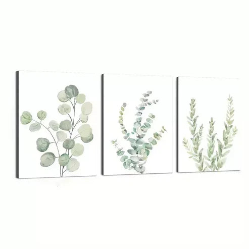 3pcs Blue Flowers With Freckles Of Gold Wall Art Set Canvas Unframed - High Quality Print 100% Australian Made Wall Canvas  Wall Art Set Canvas Unframed - High Quality Print 100% Australian Made Wall Canvas - Bella Home Decor