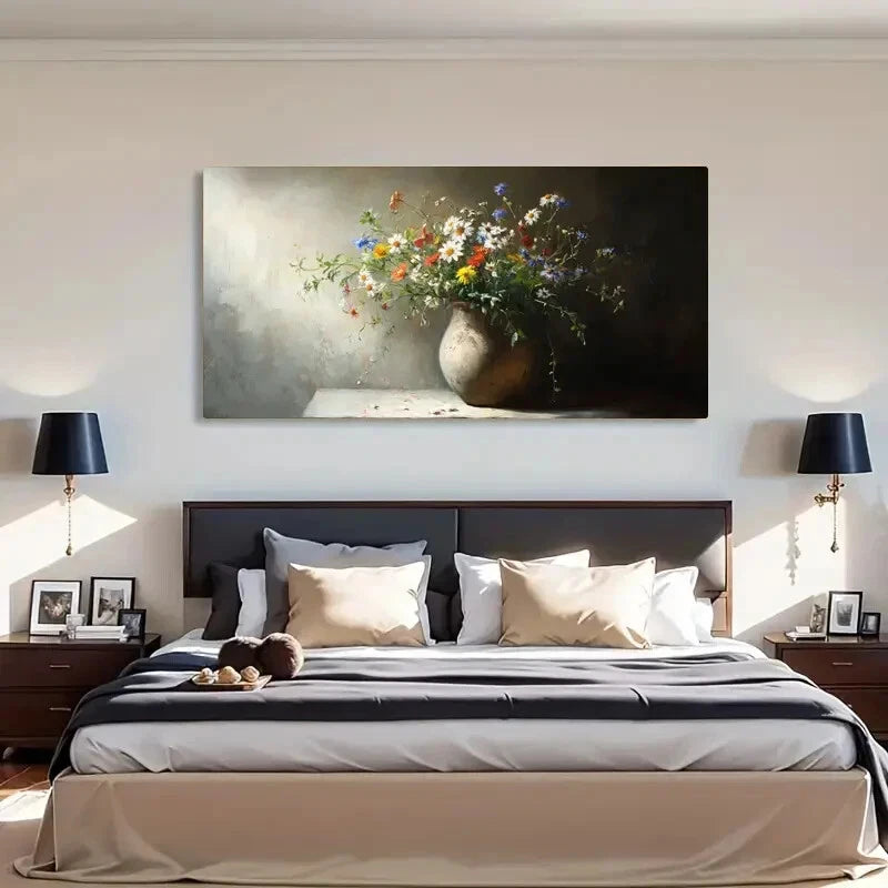 Modern Nature Vibrant Floral Wall Art Canvas Office Home Room Framed 120x60cm - Bella Home Decor