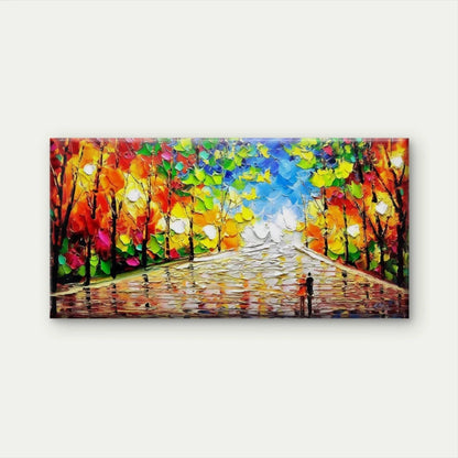 Colorful Abstract Autumn Park Wall Art Canvas Office Home Room Framed 120x60cm