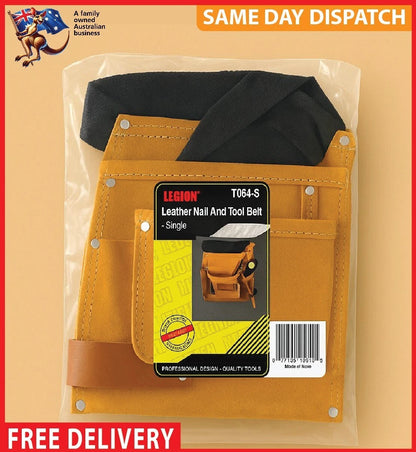 Premium Leather Nail Bag - Heavy-Duty Construction Tool Pouch for Professionals