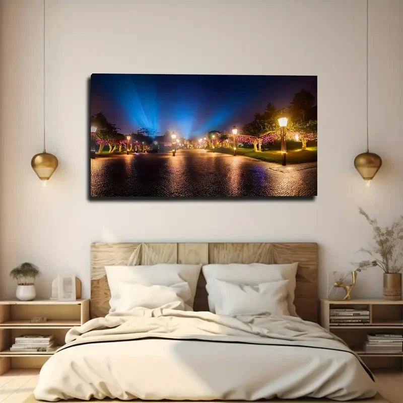 Bohemian Night City Wall Art Canvas Office Home Room Framed 120x60cm