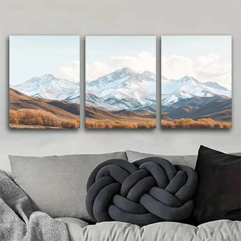 3pcs Stunning Three-Face Mountain Landscape Metal Print Ready to Hang Art