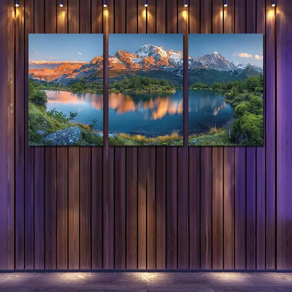 3pcs Everest Mountain Peaks Reflected In A Lake Wall Art Set Canvas Framed 60x90cm - High Quality Print 100% Australian Made Wall Canvas Ready to Hang