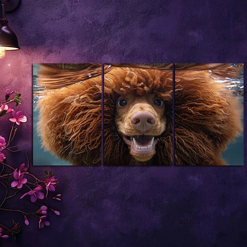 3pcs A Poodle Underwater Metal Print Ready to Hang Art - Bella Home Decor
