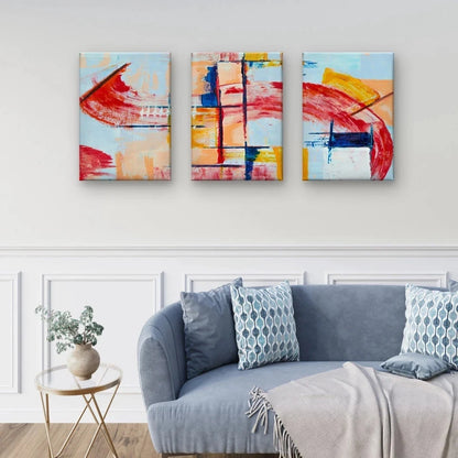 3pcs Modern Abstract Expressionism Brushstrokes Wall Art Set Canvas Framed 50x70cm - High Quality Print 100% Australian Made Wall Canvas Ready to Hang