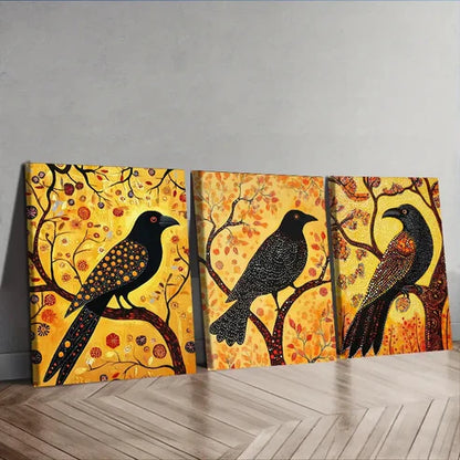 3pcs The psychic crow Animal Wall Art Set Canvas Unframed - High Quality Print 100% Australian Made Wall Canvas