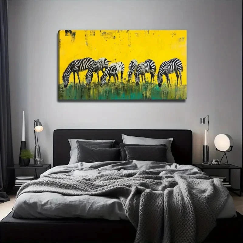 Magic Prairie Zebra Wall Art Canvas Office Home Room Framed 120x60cm