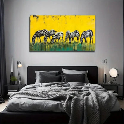 Magic Prairie Zebra Wall Art Canvas Office Home Room Framed 120x60cm