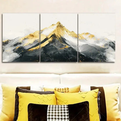 3pcs Golden and Silvery Mountains Painting Wall Art Canvas Unframed - High Quality Print 100% Australian Made Wall Canvas - Bella Home Decor