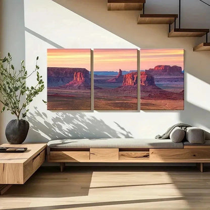 3pcs Mountain Sunset Scene Posters Wall Art Set Canvas Framed 50x70cm - High Quality Print 100% Australian Made Wall Canvas Ready to Hang - Bella Home Decor