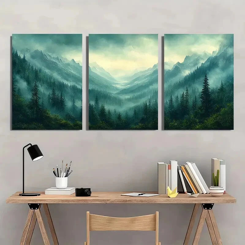 3pcs Watercolor Landscape Serene Landscape Metal Print Ready to Hang Art - Bella Home Decor