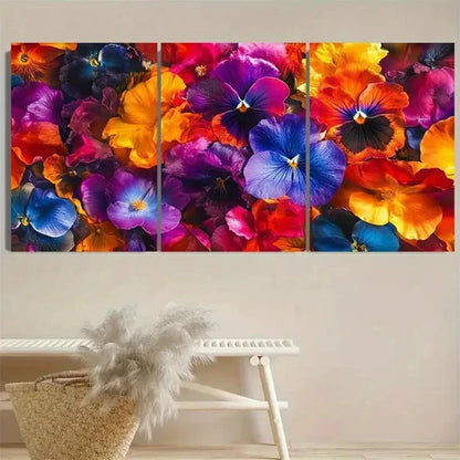 3pcs Blooming Brilliance Colorful Flower Wall Art Set Canvas Unframed - High Quality Print 100% Australian Made Wall Canvas