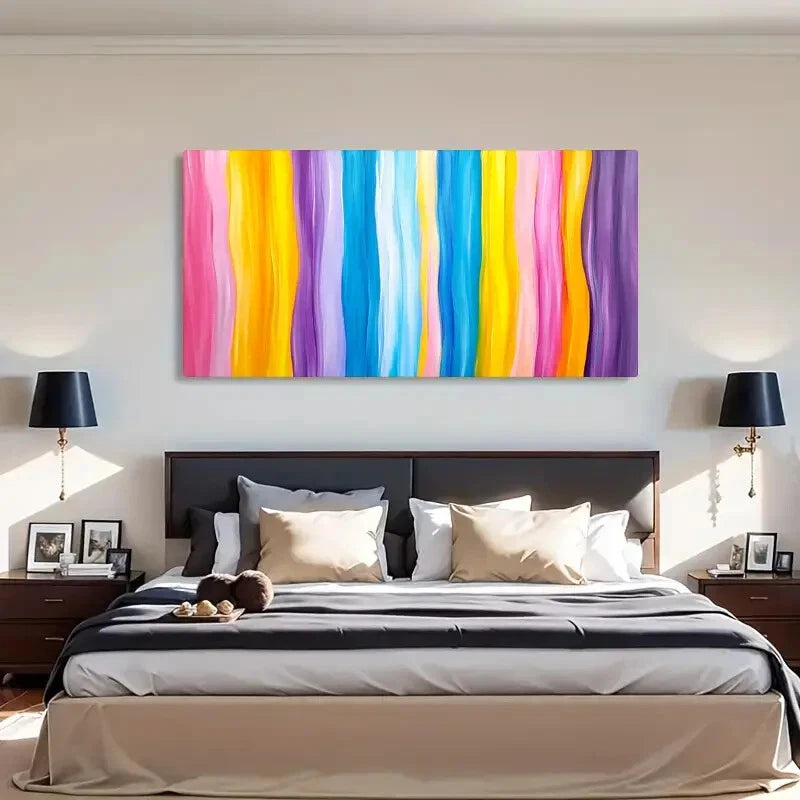 Abstract Stripes Colorful Wall Art Canvas Office Home Room Framed 120x60cm - Bella Home Decor