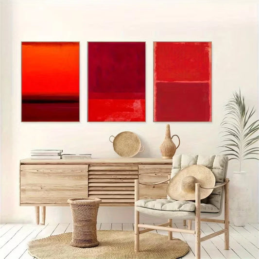 3pcs Mark Rothko Red Exhibition Metal Print Ready to Hang Art
