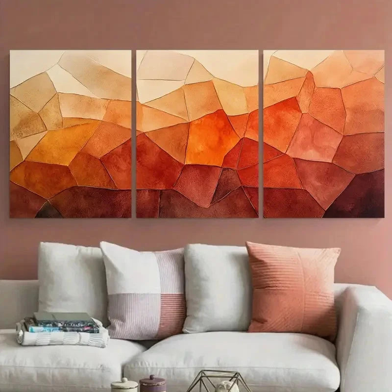 3pcs Abstract Terracotta Watercolor Minimalist Wall Art Set Canvas Framed 50x70cm - High Quality Print 100% Australian Made Wall Canvas Ready to Hang - Bella Home Decor