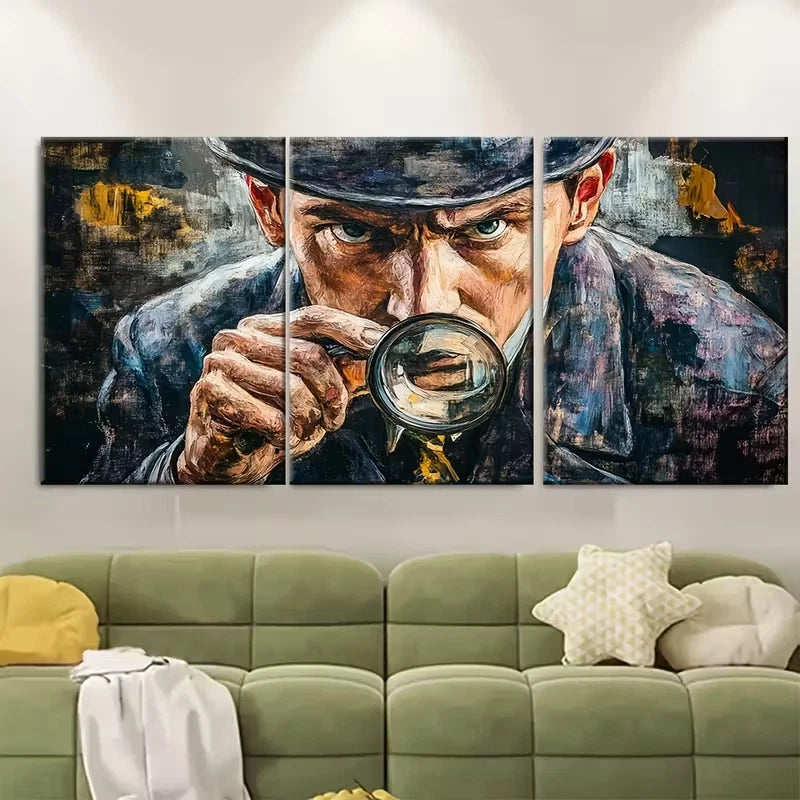 3pcs Classic Detective Mystery Art Metal Print Ready to Hang Art - Bella Home Decor