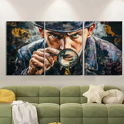 3pcs Classic Detective Mystery Art Metal Print Ready to Hang Art - Bella Home Decor