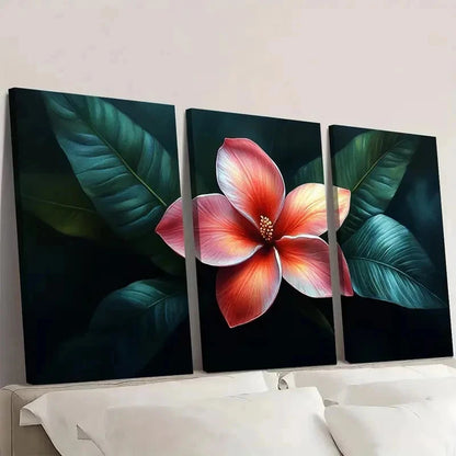 3pcs Pink Plumeria Flower Tropical Art OI   Wall Art Set Canvas Framed 40x60cm - High Quality Print 100% Australian Made Wall Canvas Ready to Hang
