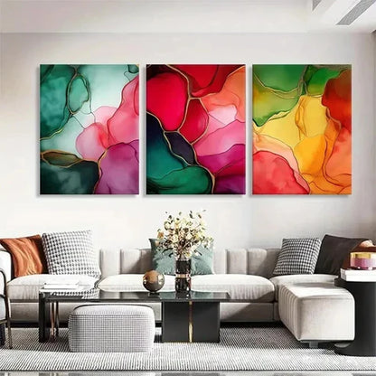 3pcs Colorful Abstract Fluid Modern Perfect Wall Art Canvas Unframed - High Quality Print 100% Australian Made Wall Canvas - Bella Home Decor