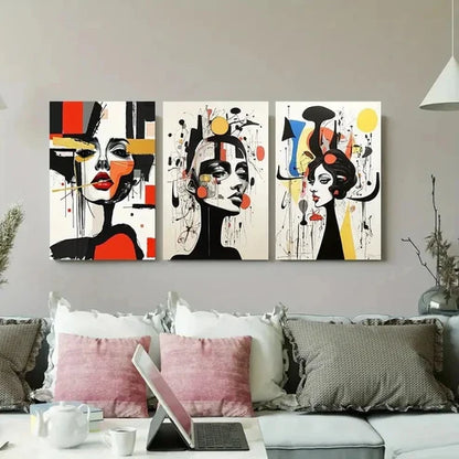 3pcs Bold Geometric Design Wall Art Canvas Unframed - High Quality Print 100% Australian Made Wall Canvas - Bella Home Decor