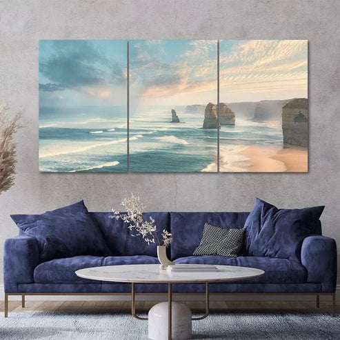 Peaceful Ocean Art Set Canvas Unframed - High Quality Print 100% Australian Made Wall Canvas