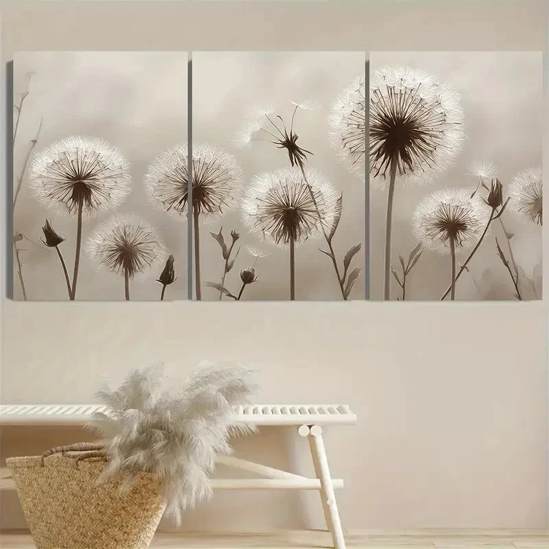 3pcs S, Dandelion Wildflowers Flowers Metal Print Ready to Hang Art