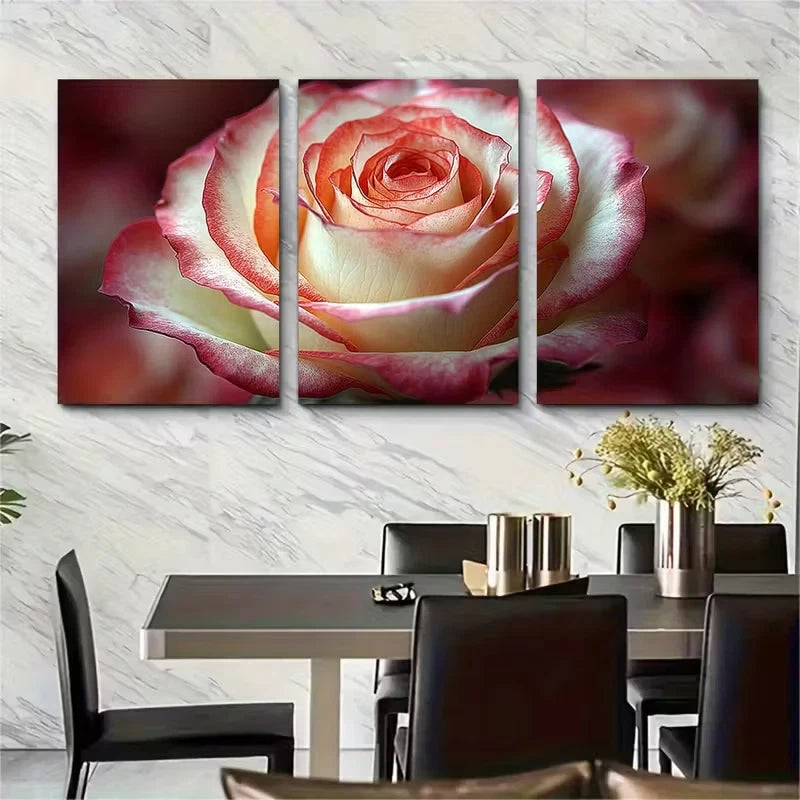 3pcs Macro Rose Photography Metal Print Ready to Hang Art