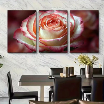 3pcs Macro Rose Photography Metal Print Ready to Hang Art