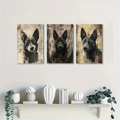 3pcs Elegant Australian Cattle Dog EA  Wall Art Set Canvas Framed 50x70cm - High Quality Print 100% Australian Made Wall Canvas Ready to Hang