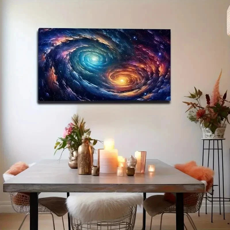 The Collision Of Two Galaxies Wall Art Canvas Office Home Room Framed 120x60cm