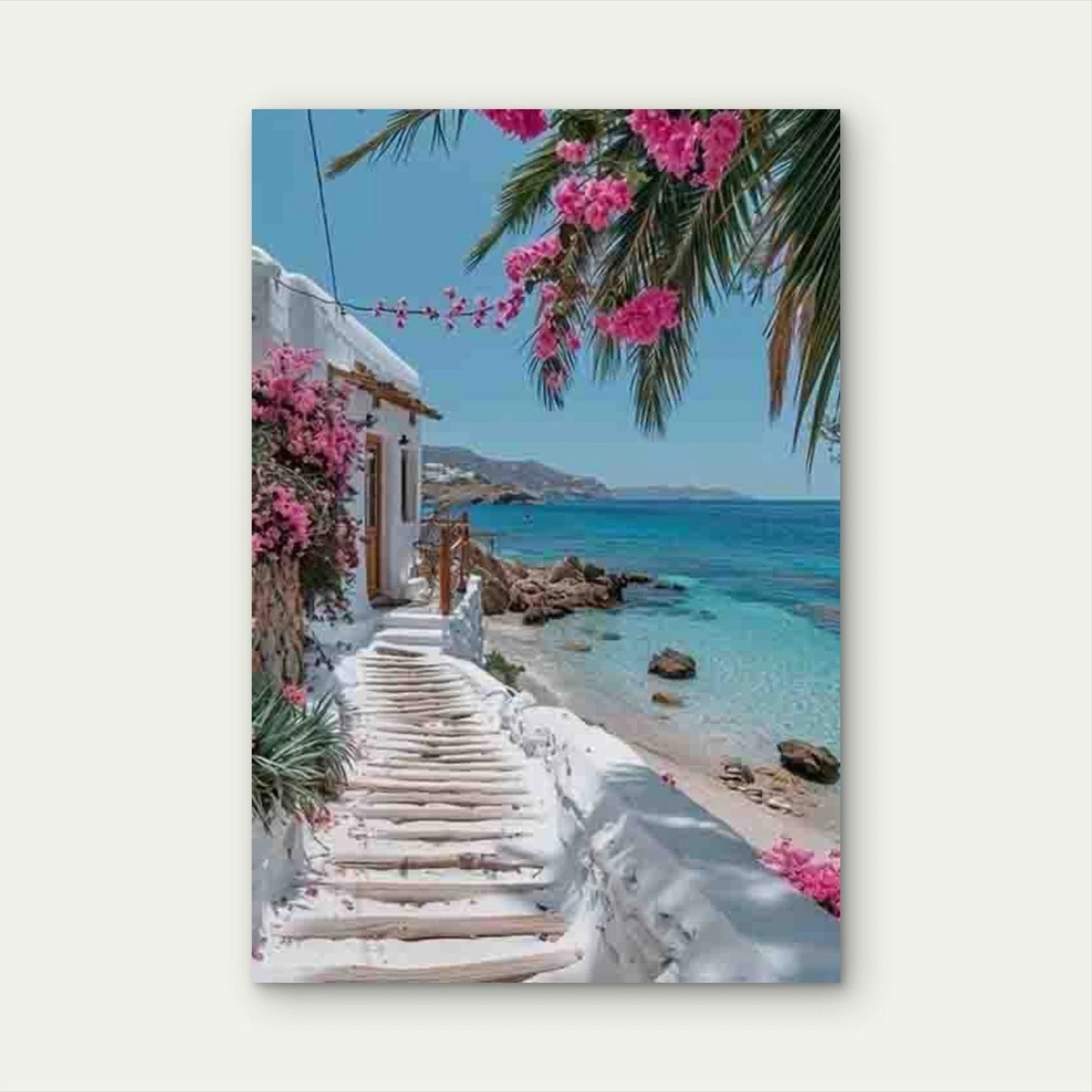 Washed Beach Path with Bloom, Metal Print Ready to Hang
