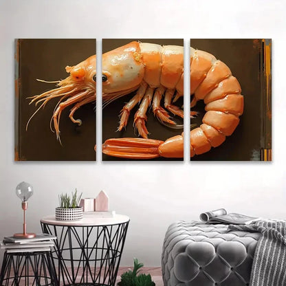 3pcs Realistic Shrimp Painting Wall Art Set Canvas Framed 60x90cm - High Quality Print 100% Australian Made Wall Canvas Ready to Hang