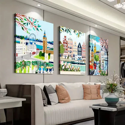 3pcs Amsterdam & Tulip Art Canvas Unframed - High Quality Print 100% Australian Made Wall Canvas - Bella Home Decor