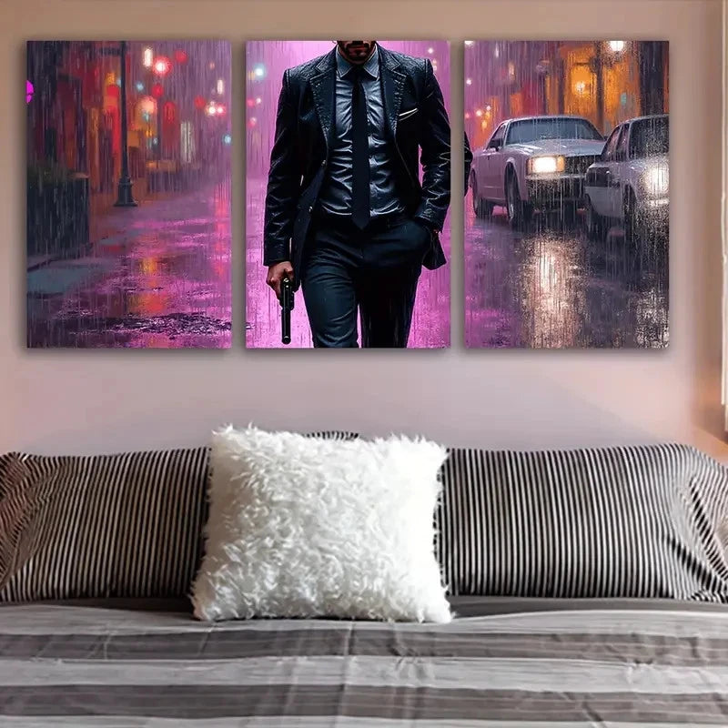 3pcs Man In Suit And Tie Wall Art Set Canvas Framed 50x70cm - High Quality Print 100% Australian Made Wall Canvas Ready to Hang