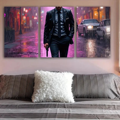 3pcs Man In Suit And Tie Wall Art Set Canvas Framed 50x70cm - High Quality Print 100% Australian Made Wall Canvas Ready to Hang