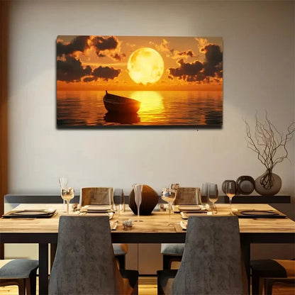 Sunrise Over Calm Sea Décor Wall Art Canvas Office Home Room Framed 120x60cm - Bella Home Decor